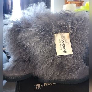 BearPaw Charcoal Fuzzy Boots